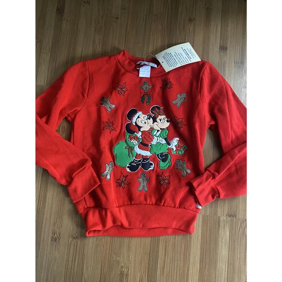 Vintage New tags USA Red Mickey Minnie kiss Disney 6x Christmas Holiday puffy